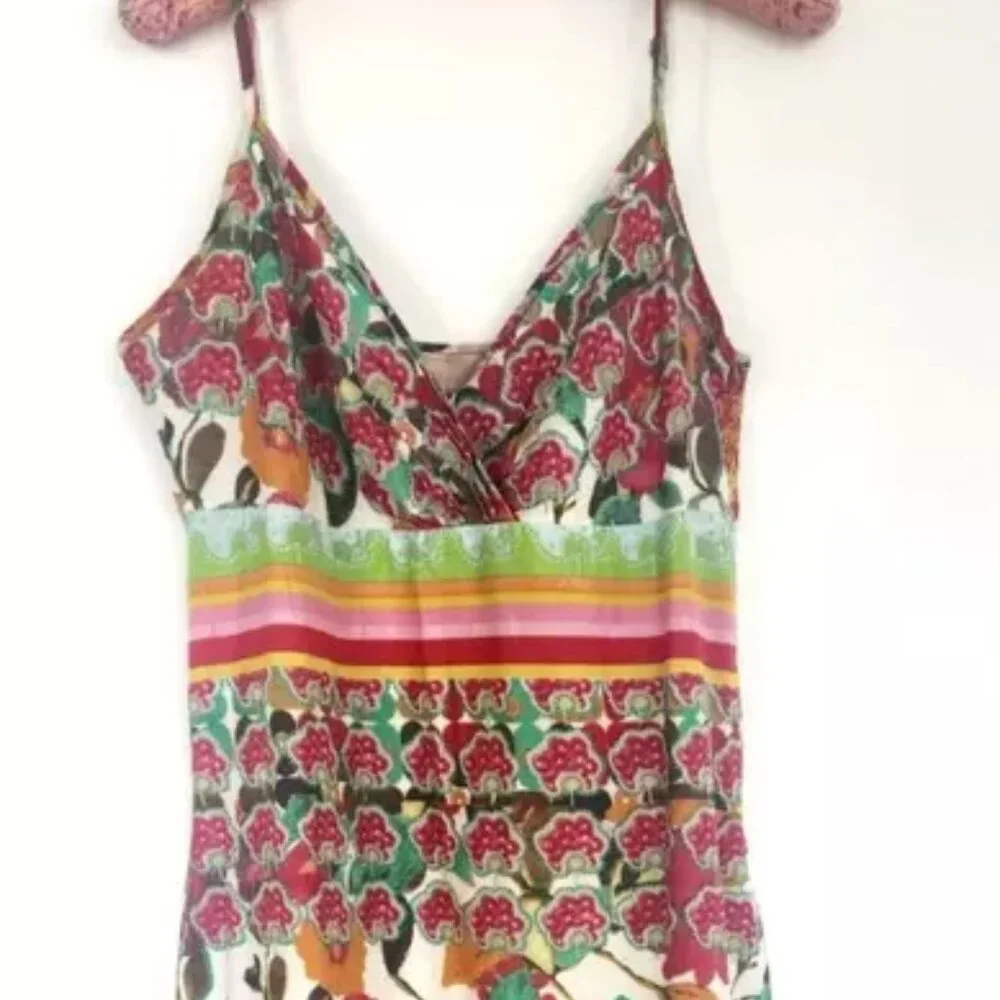 Rare DESIGUAL Swing Farm Rio Flowers Maxi Long Dress V-neck Floral Zebra Print M - Picture 14 of 16